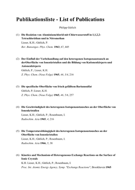 Publikationsliste - List of Publications