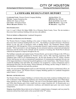 Landmark Designation Report