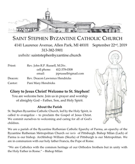 Bulletin for 2019-09-22 – St. Stephen