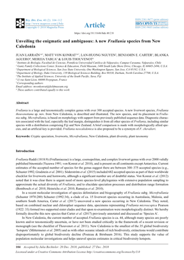 A New Frullania Species from New Caledonia