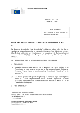 Onorevole Enzo Moavero Milanesi Ministro Degli Affari Esteri E Della Cooperazione Internazionale P.Le Della Farnesina 1 I - 00194 Roma