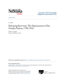 The Dispossession of the Omaha Nation, 1790-1916 Judith A