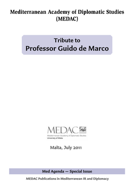 Tribute to Professor Guido De Marco