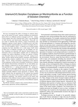 Uranium(VI) Sorption Complexes on Montmorillonite As a Function of Solution Chemistry1