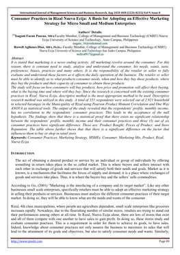 Consumer Practices in Rizal Nueva Ecija: a Basis for Adopting an Effective Marketing Strategy for Micro Small and Medium Enterprises