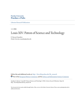 Louis XIV: Patron of Science and Technology E