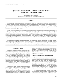 Quaternary Geology and Till Geochemistry of the Bonavista Peninsula