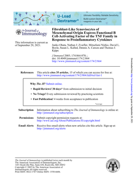 Response to Proinflammatory Cytokines Cell-Activating Factor Of