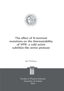 The Effect of N-Terminal Mutations on the Thermostability of Vpr, a Cold Active Subtilisin-Like Serine Protease