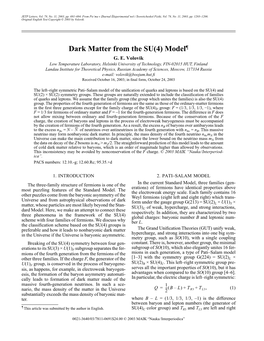 Dark Matter from the SU(4) Model¶