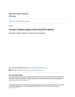 The Best Children's Books of the Year [2015 Edition]