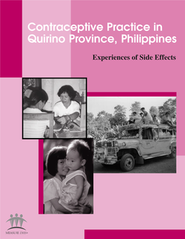 Contraceptive Practice in Quirino Province, Philippines: Experiences of Side Effects