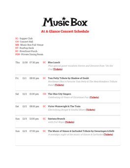 At a Glance Concert Schedule