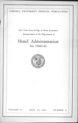 Hotel Administration for 1940-41