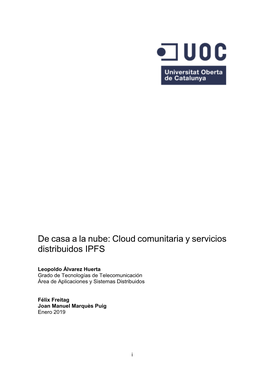 De Casa a La Nube: Cloud Comunitaria Y Servicios Distribuidos IPFS