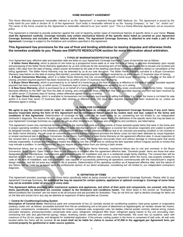 Home Warranty Agreement