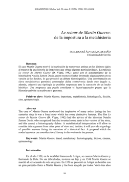 Le Retour De Martin Guerre: De La Impostura a La Metahistoria