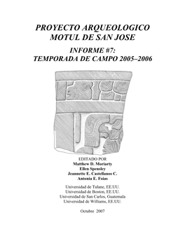 Proyecto Arqueologico Motul De San Jose