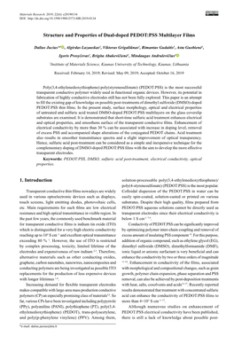 Structure and Properties of Dual-Doped PEDOT:PSS Multilayer Films