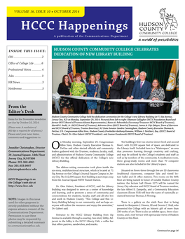 OCTOBER 2014 HCCC Happenings a Publication of the Communications Department