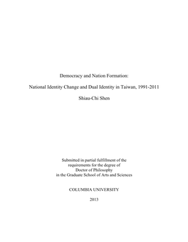 National Identity Change and Dual Identity in Taiwan, 1991-2011