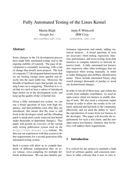 Fully Automated Testing of the Linux Kernel