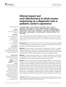 Clinical Impact and Cost-Effectiveness of Whole Exome Sequencing As a Diagnostic Tool: a Pediatric Center’S Experience