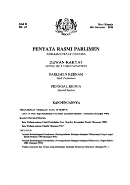 Penyata Rasmi Parlimen Parliamentary Debates