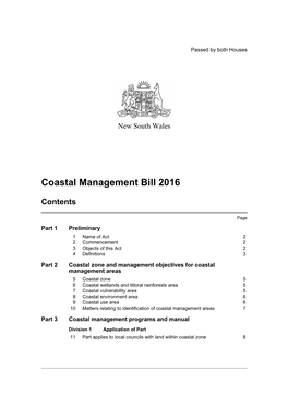 Coastal Management Bill 2016