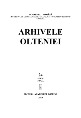 Arhivele Olteniei. Serie Nouă, Nr. 24/2010