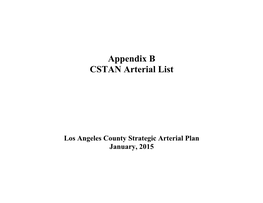 Appendix B CSTAN Arterial List