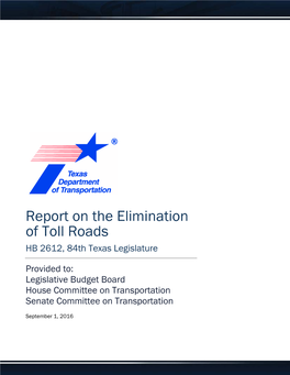 Report on the Elimination of Toll Roads