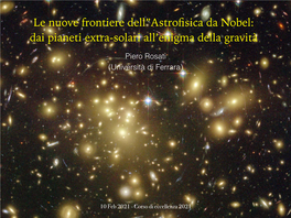 Le Nuove Frontiere Dell”Astrofisica Da Nobel: Dai Pianeti Extra-Solari All