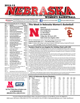 This Week in Nebraska Women's Basketball