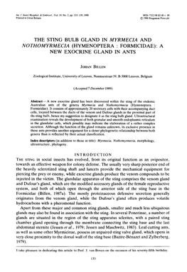 The Sting Bulb Gland in Myrmecia and Nothomyrmecia (Hymenoptera