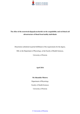 The Effect of the Neurotoxin Lipopolysaccharide on the Coagulability and Red Blood Cell