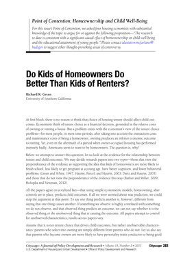 Do Kids of Homeowners Do Better Than Kids of Renters?