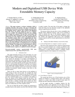 Modern and Digitalized USB Device with Extendable Memory Capacity