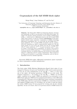 Cryptanalysis of the Full MMB Block Cipher