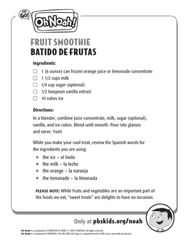 Fruit Smoothie Batido De Frutas