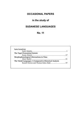 Occasional Papers in the Study of Sudanese Languages No. 11 © 2015, SIL International