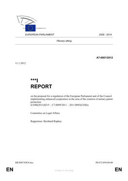 Unitary Patent Protection (COM(2011)0215 – C7-0099/2011 – 2011/0093(COD))