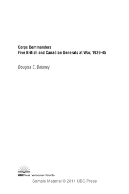 Corps Commanders Five British and Canadian Generals at War, 1939-45