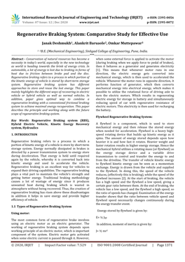 Regenerative Braking System: Comparative Study for Effective Use