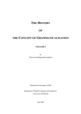 The History of the Concept of Grammaticalisation