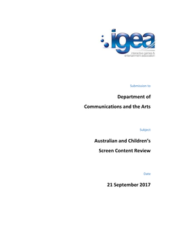 Department of Communications and the Arts Australian and Children's