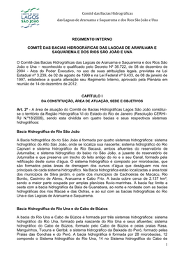 Comitê Das Bacias Hidrográficas Das Lagoas De Araruama E Saquarema E Dos Rios São João E Una