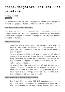 Kochi-Mangalore Natural Gas Pipeline