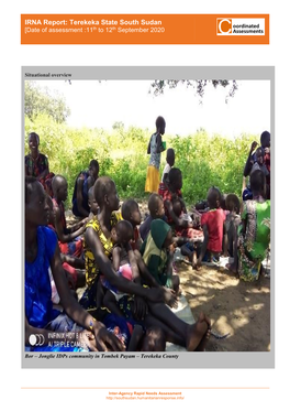 Terekeka State South Sudan [Date of Assessment :11Th to 12Th September 2020