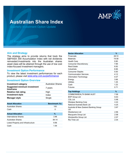 Australian Share Index Quarterly Investment Option Update